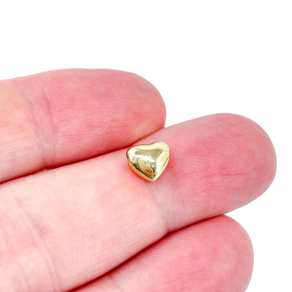 Vintage Sterling Silver 925 Gold Tone Heart Bead Charm